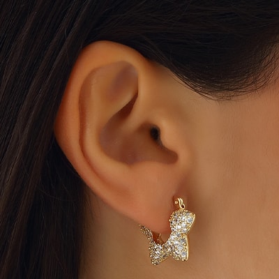 Boucles d'oreilles - Laiton plaqué or & zircon