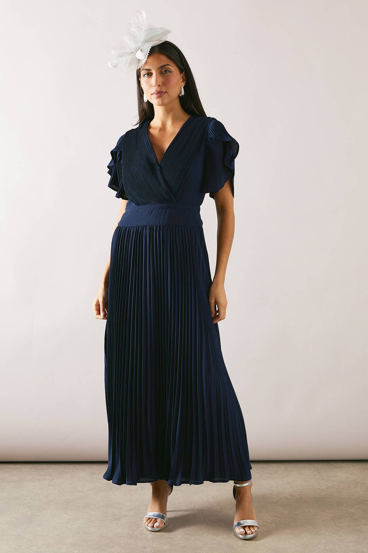 Wallis Robe Maxi à Manches Fendues Plissées
