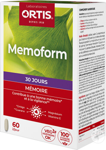 Ortis Memoform Exam Complément Alimentaire Pour La Mémoire 60 Comprimés