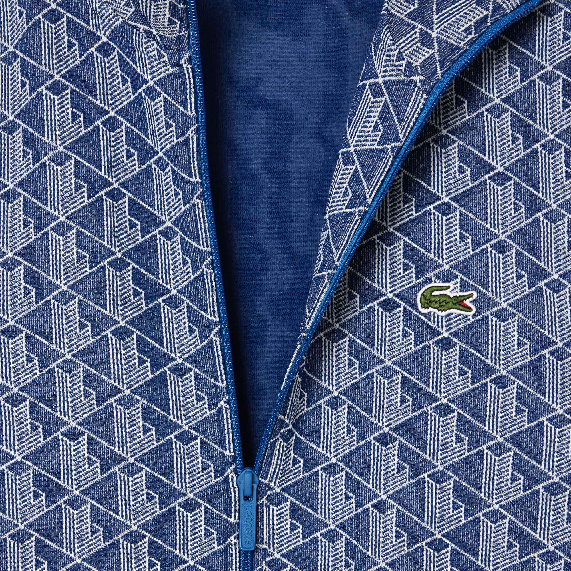 Sweatshirt zippé Paris jacquard monogramme Sweatshirts - Bleu - Lacoste - Homme