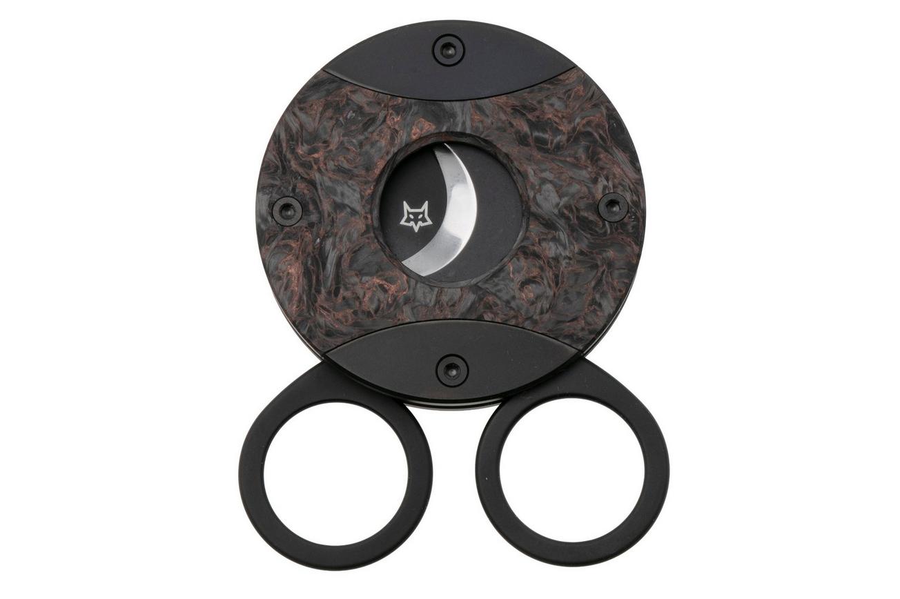 Fox Circle Cigar Cutter 744-CFD, PVD Sandvik 12C27, Dark Matter Fatcarbon Titanium, sigaarknipper