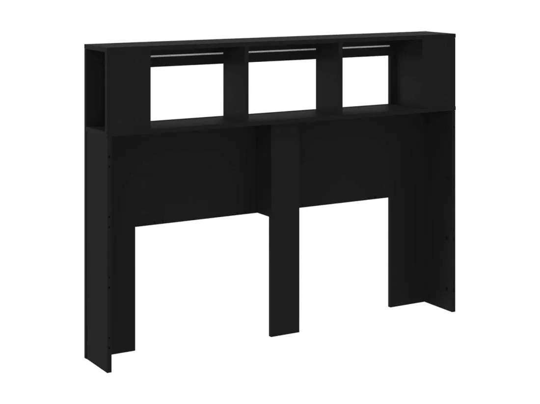 Tête de lit à LED noir 140x18,5x103,5 cm bois d'ingénierie