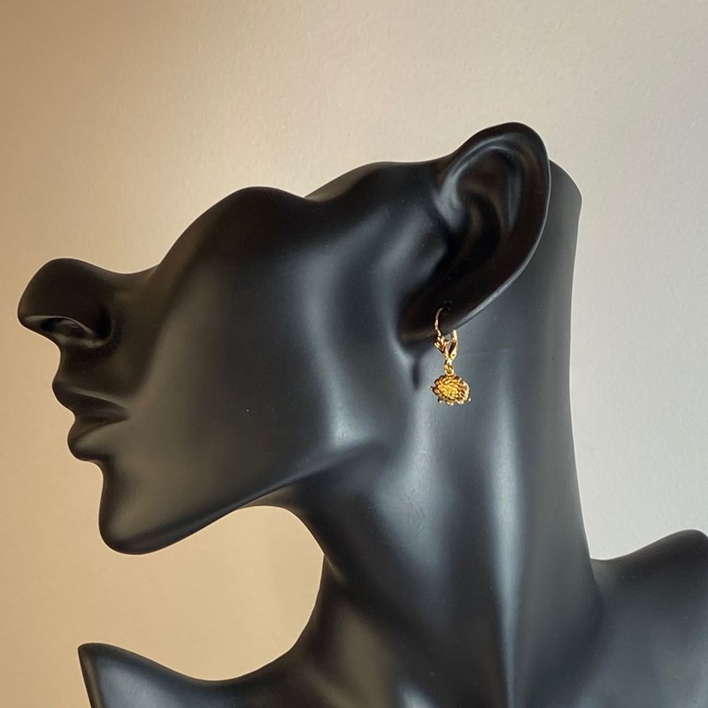 Boucles d'oreilles dormeuses hérisson ou Niglo - Plaqué or