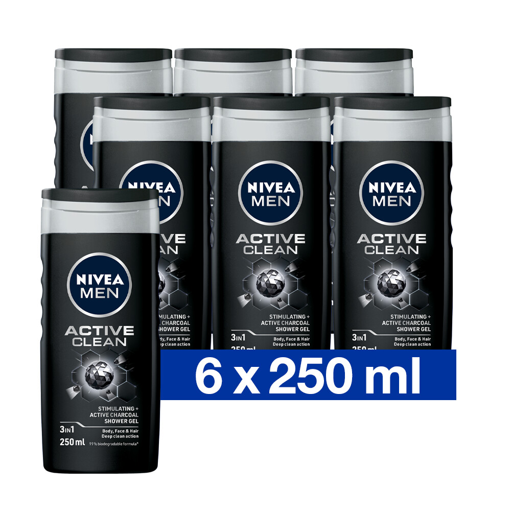 6x Nivea Men Douchegel Active Clean250 ml