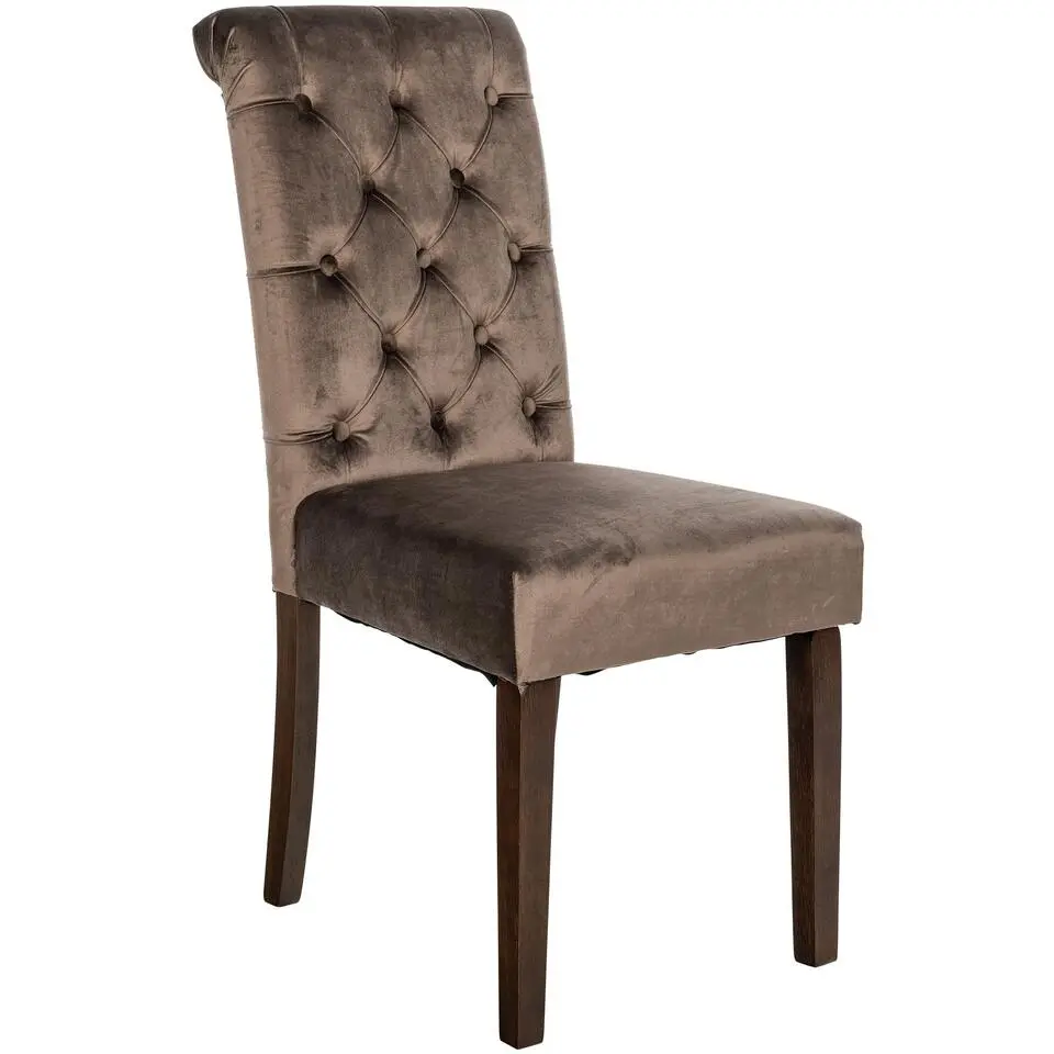 CLP Eetkamerstoel Lisburn walnoot Frame - Fluweel - bruin