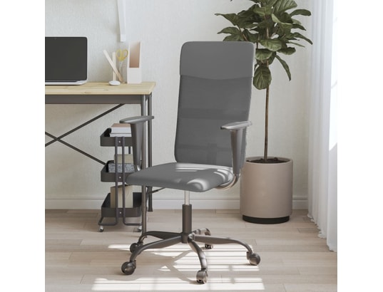 VIDAXL - Chaise de bureau gris tissu en maille et similicuir