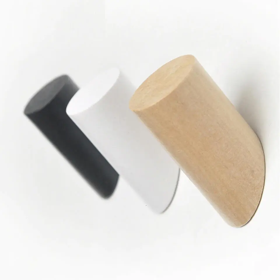 QUVIO Houten wand haakje - Wit - S - Set van 2