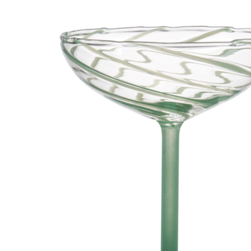 Champagne glas met groene swirls