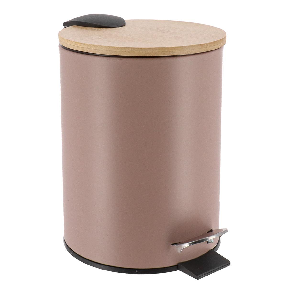 POUBELLE METAL FREIN DE CHUTE 3L CAPUCCINO BAMBOU