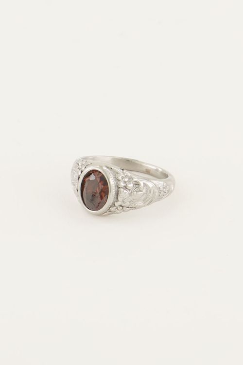 Vintage zegelring rode steen