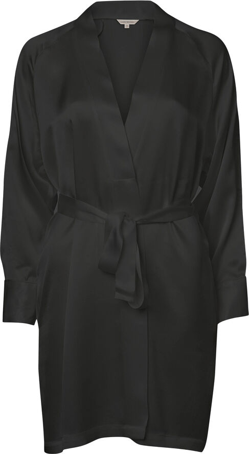 Lady Avenue Silke Kimono, kort Sort