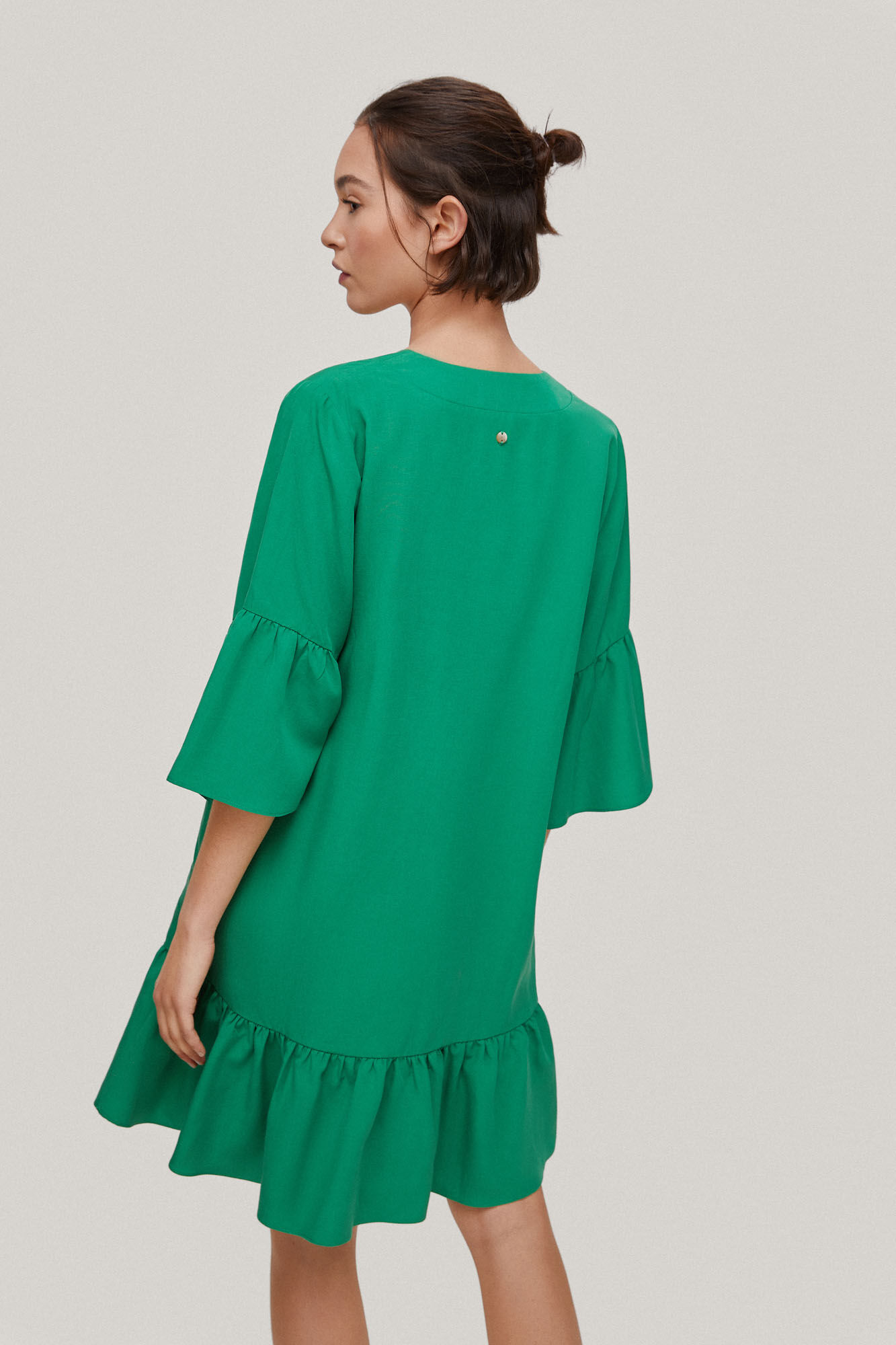 Vestido túnica em tencel e linho - Verde