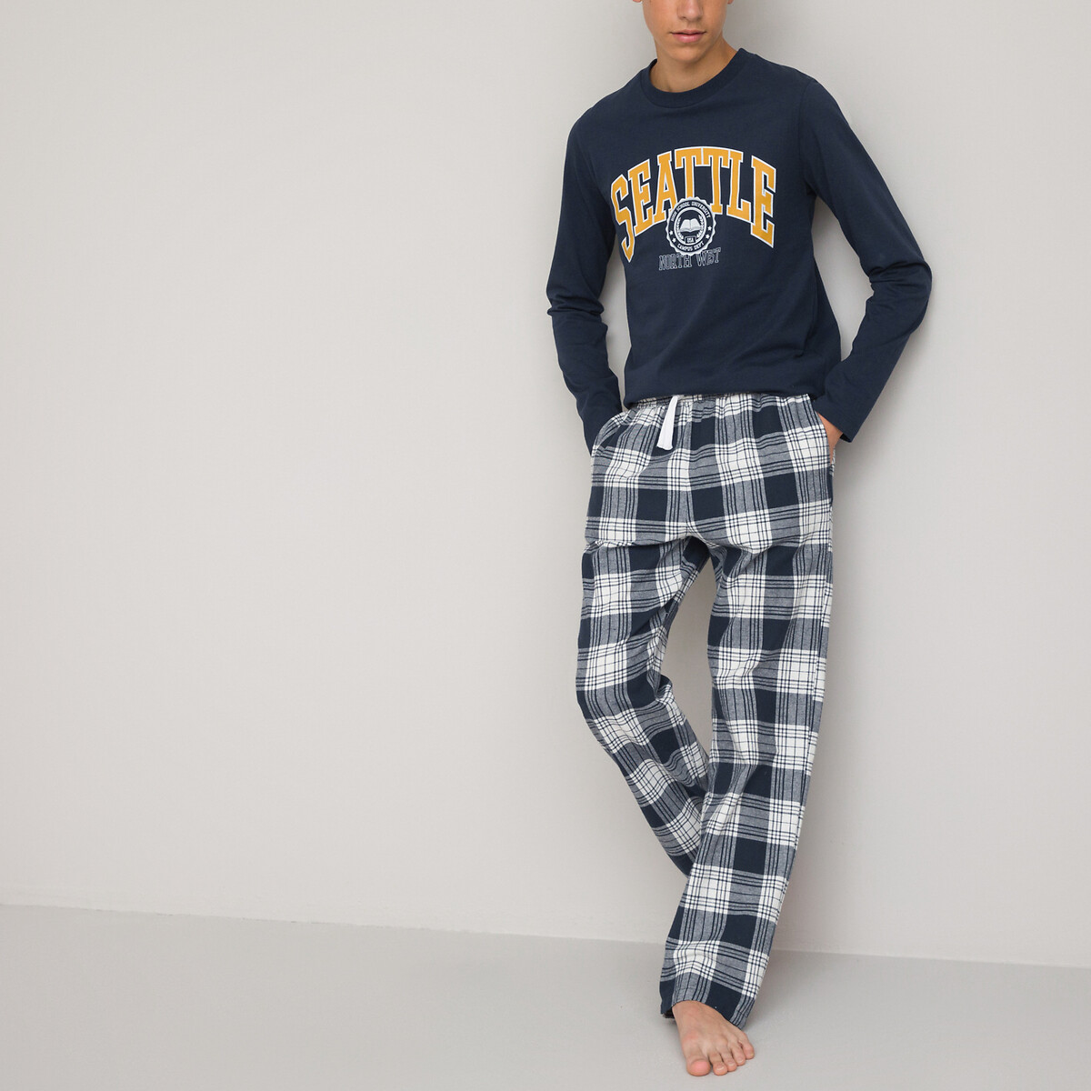 COLEÇÃO LA REDOUTE<br>Pijama, estampa Seattle e calça xadrez