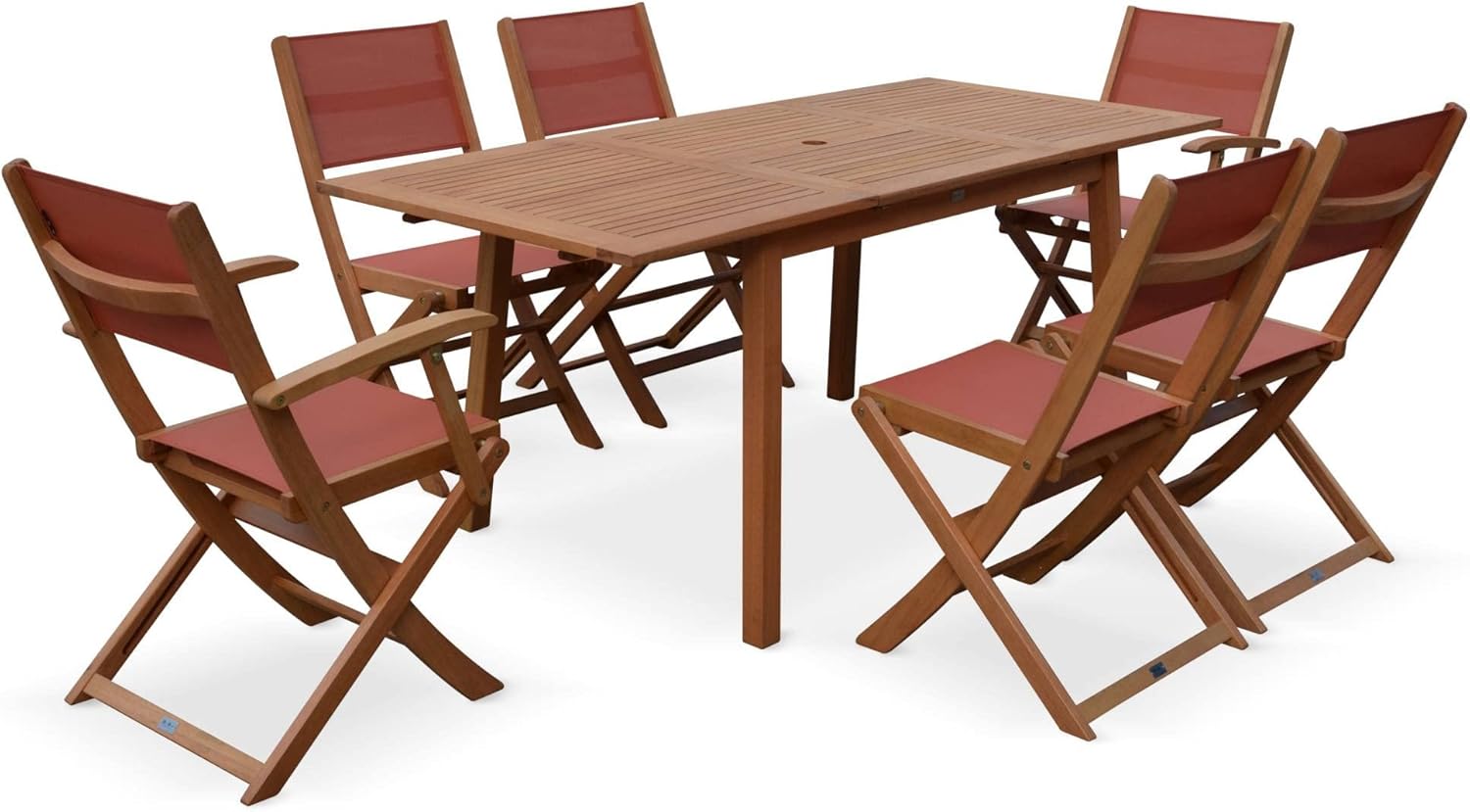 Alice's Garden - Holz-Gartentisch 120-180 cm - rechteckig mit Verlängerung aus Eukalyptus - Almeria
