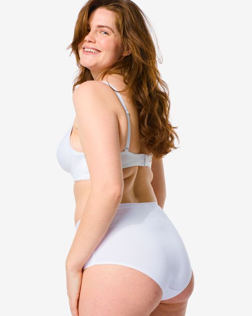 2 slips femme taille haute coton stretch blanc