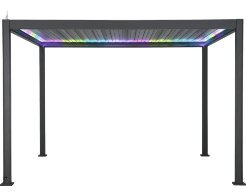Pergola Mirador Deluxe 111 smart 3x4 met elektrische aandrijving inclusief sfeerverlichting, paaldikte 11 x 11 cm, 301,24 x 392,7 cm, antraciet