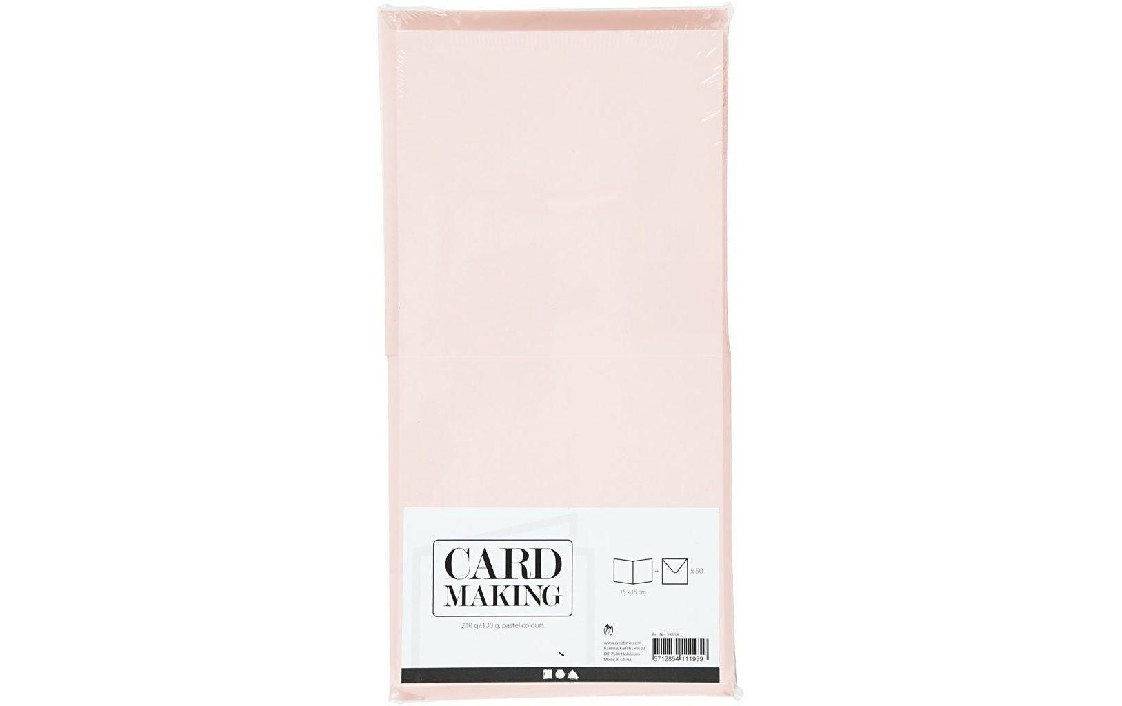 Blankokarte 15 x 15 cm 50 Sets, PastellKarten Uni Quadratisch mit Couvert