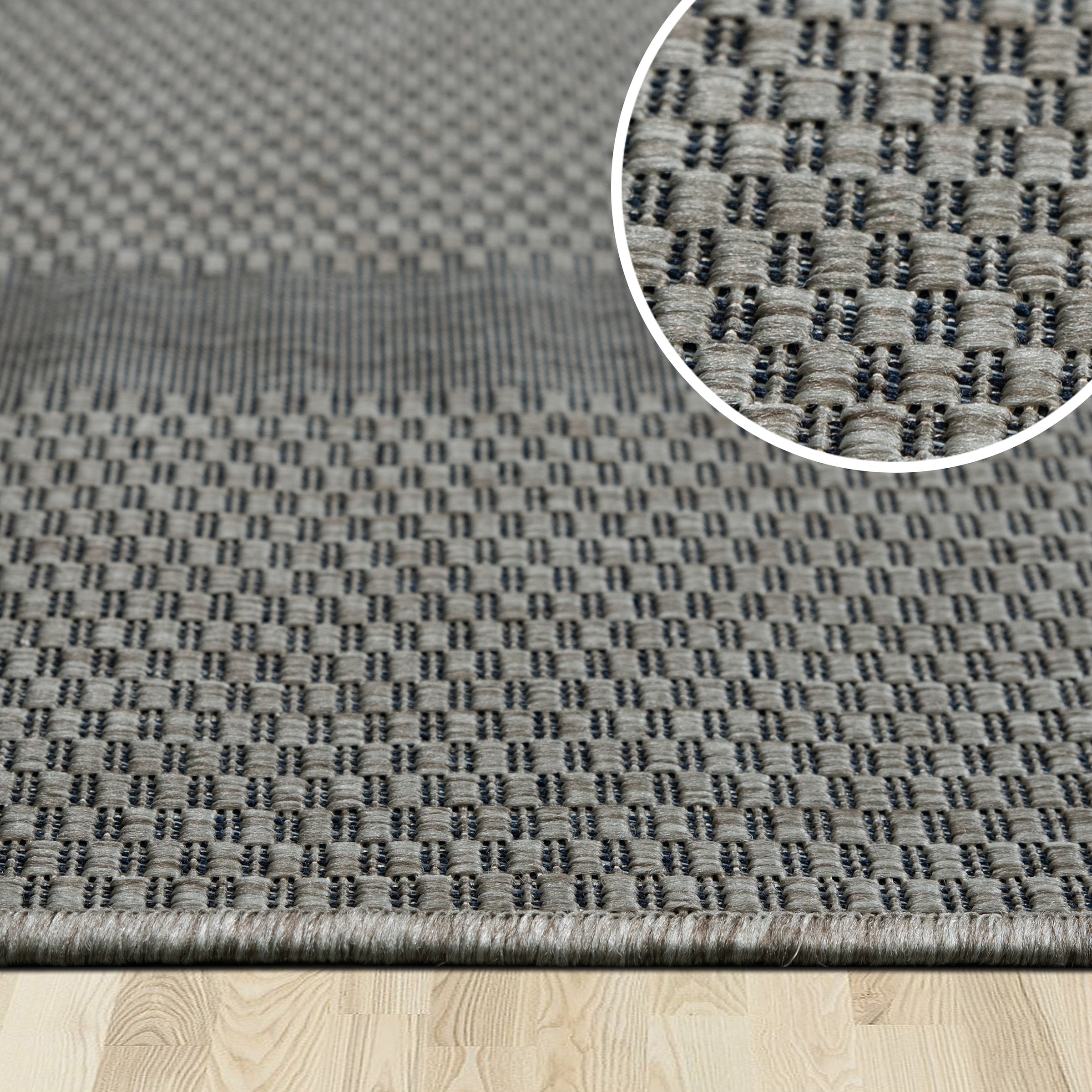 my home Teppich »Venedig Bordüre auch als Läufer erhältlich« rechteckig 3 mm Höhe In- und Outdoor geeignet, Sisal-Optik, Wetterfest & UV-beständig