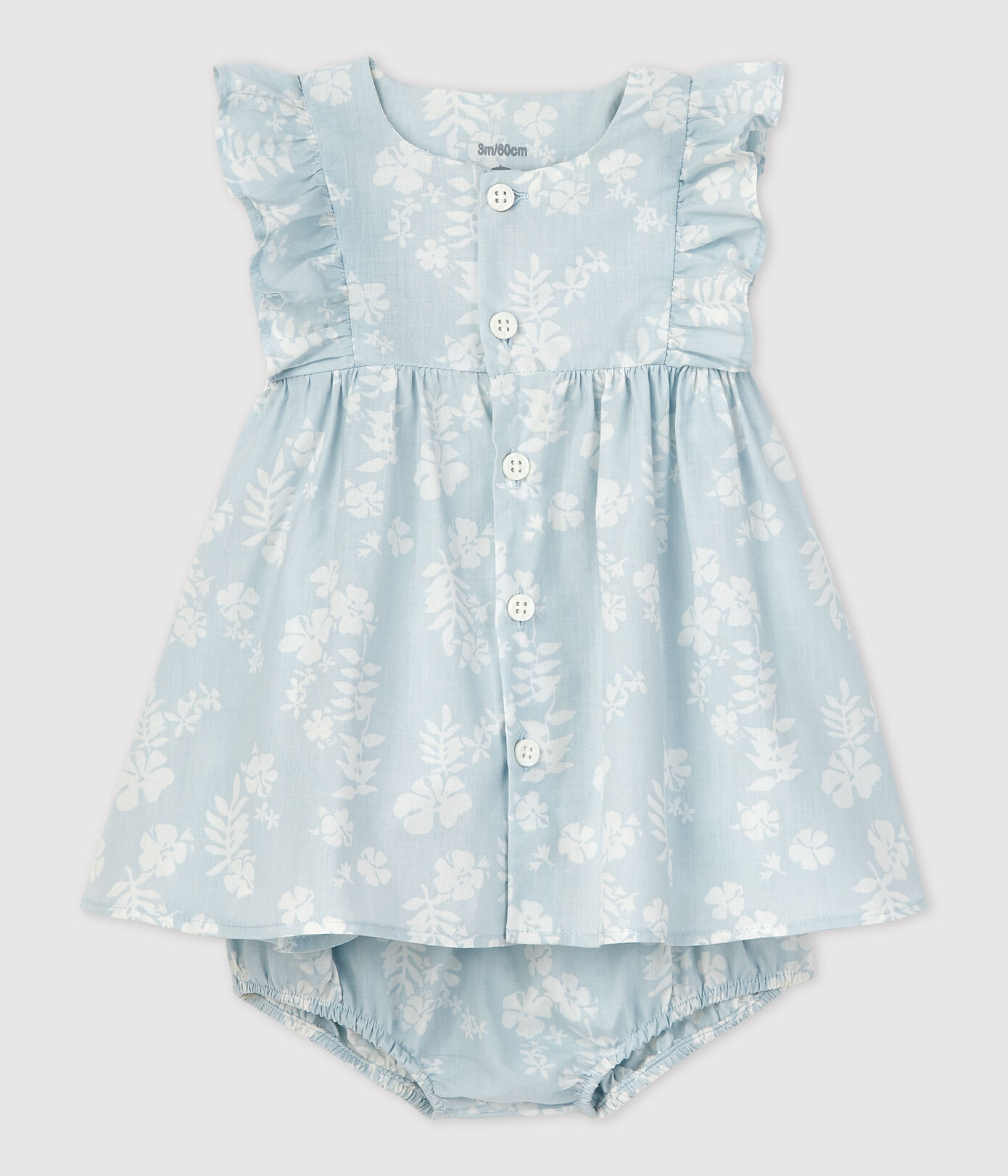 Robe avec bloomer imprimé Hawaï en popeline bio bébé