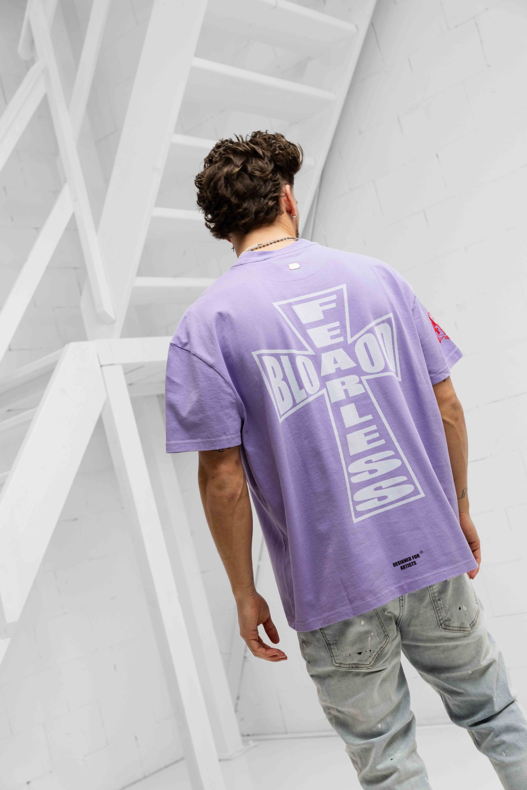 Fearless Blood Cross T-Shirt Heren Paars