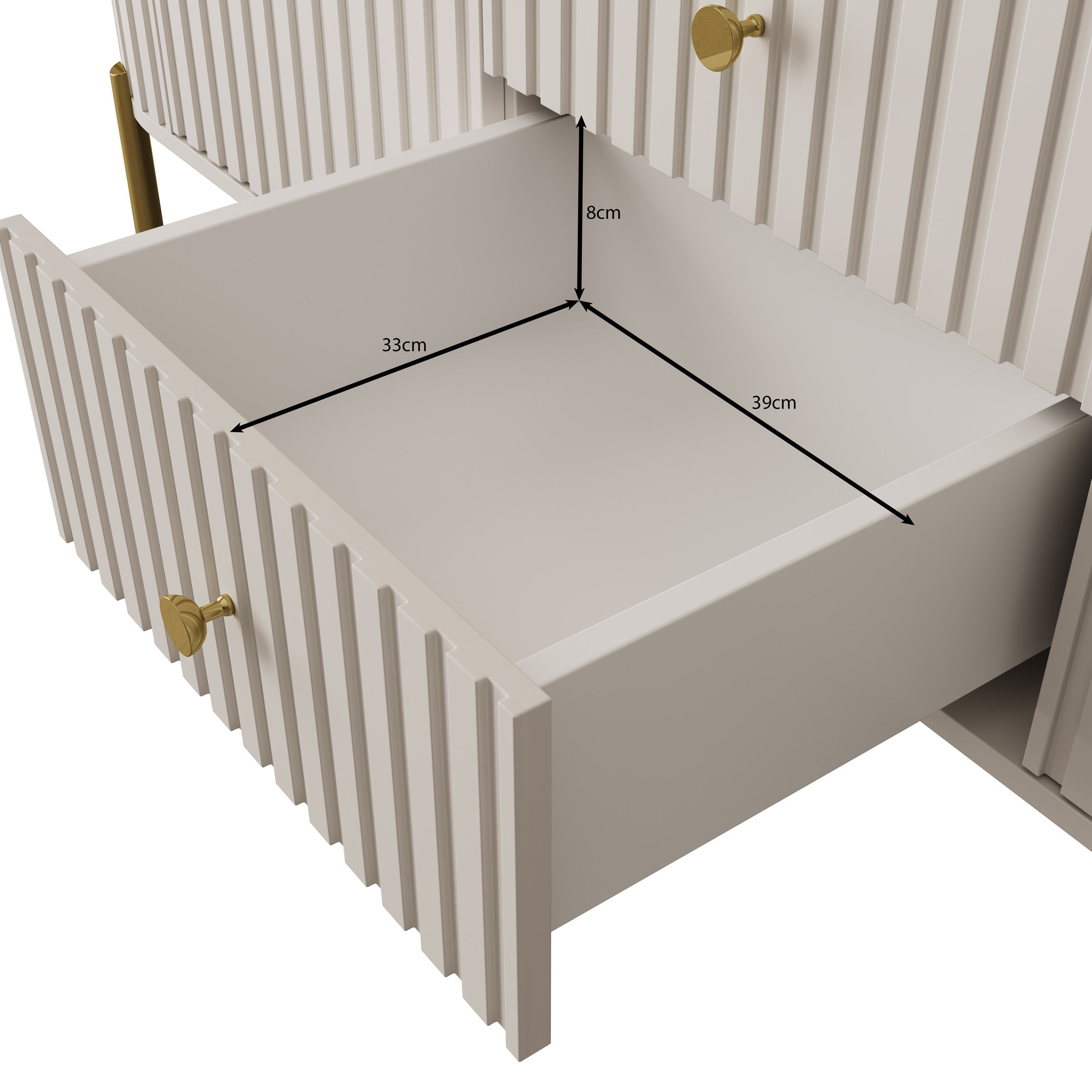 Meubella - Sorenna - Dressoir - Beige - 178x40x79 cm
