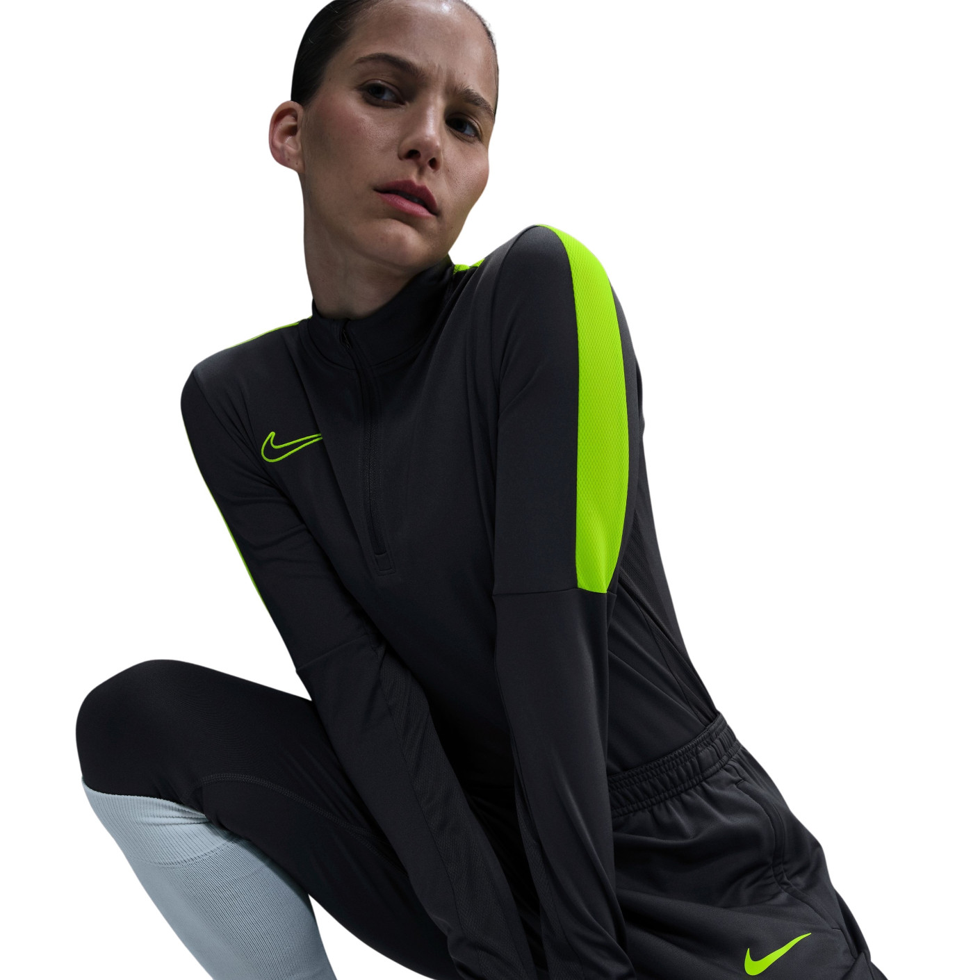 Nike Dri-FIT Academy 23 Trainingstrui 1/4-Zip Dames Antraciet Neongeel