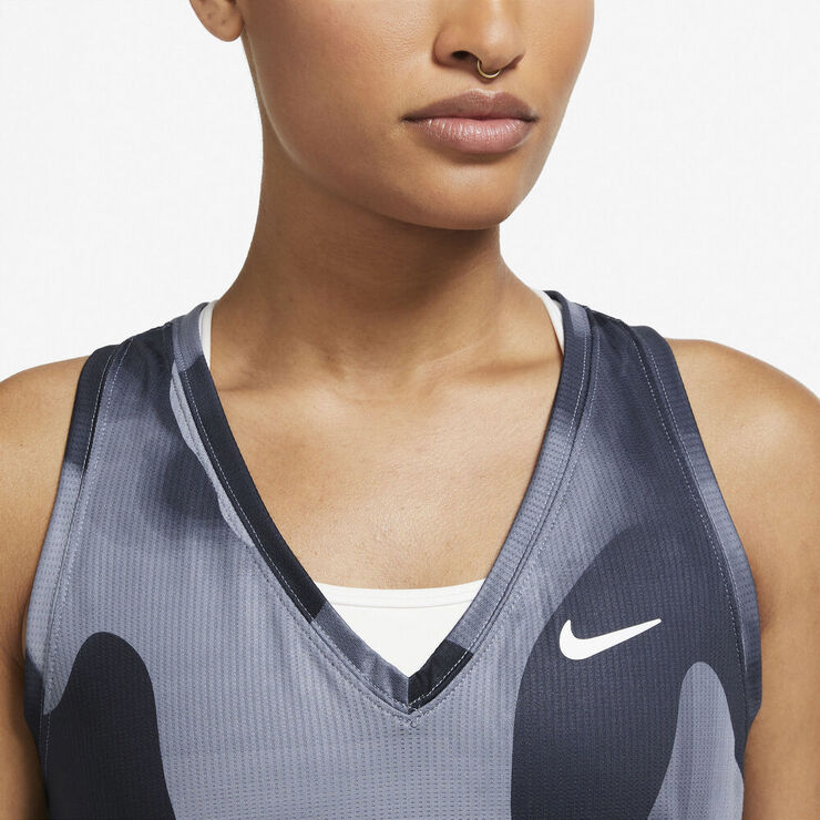 Nike Court Dri Fit Victory Printed Tennistop Blå