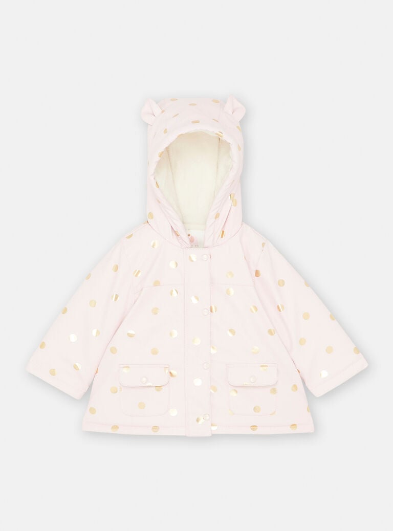 Imperméable rose dragé à imprimé à pois bébé fille
