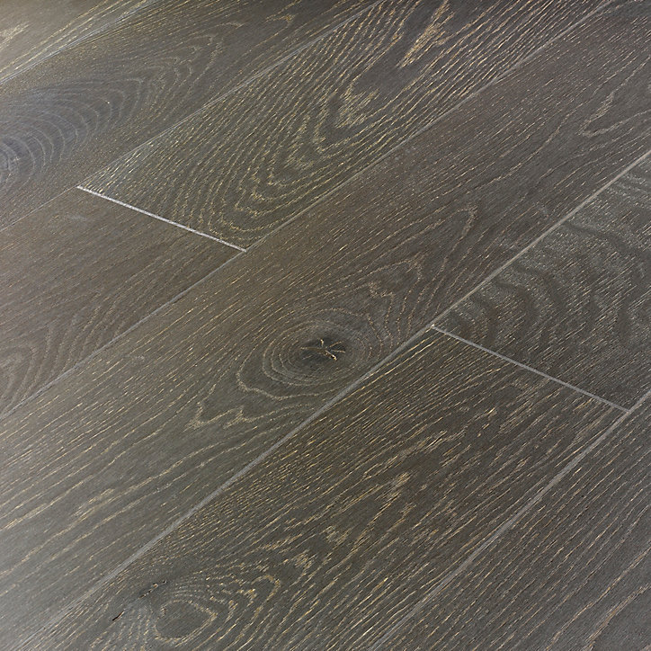 Parquet contrecollé clipsable Onshade L en chêne huilé gris compatible pièces humides