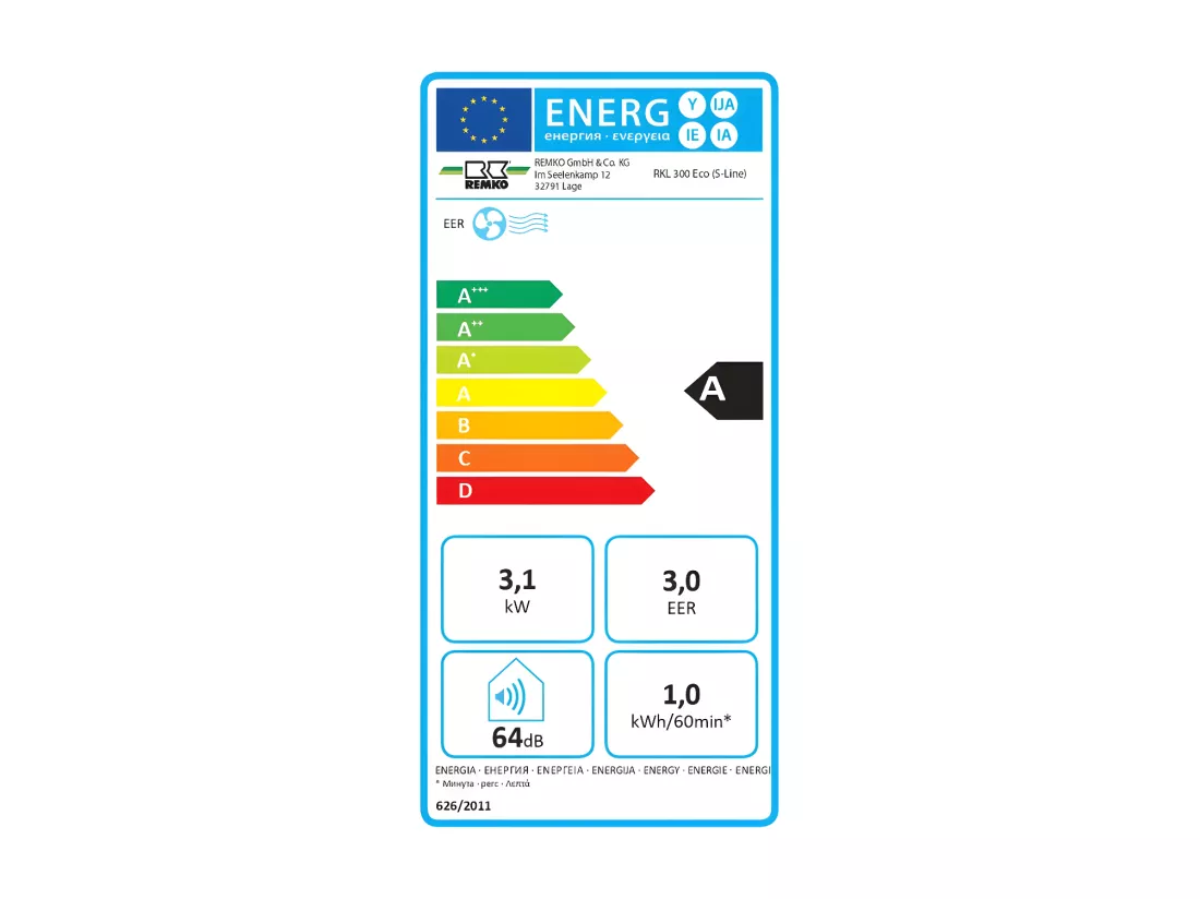 Climatiseur RKL 300 Eco 3,1 kW S-Line Remko