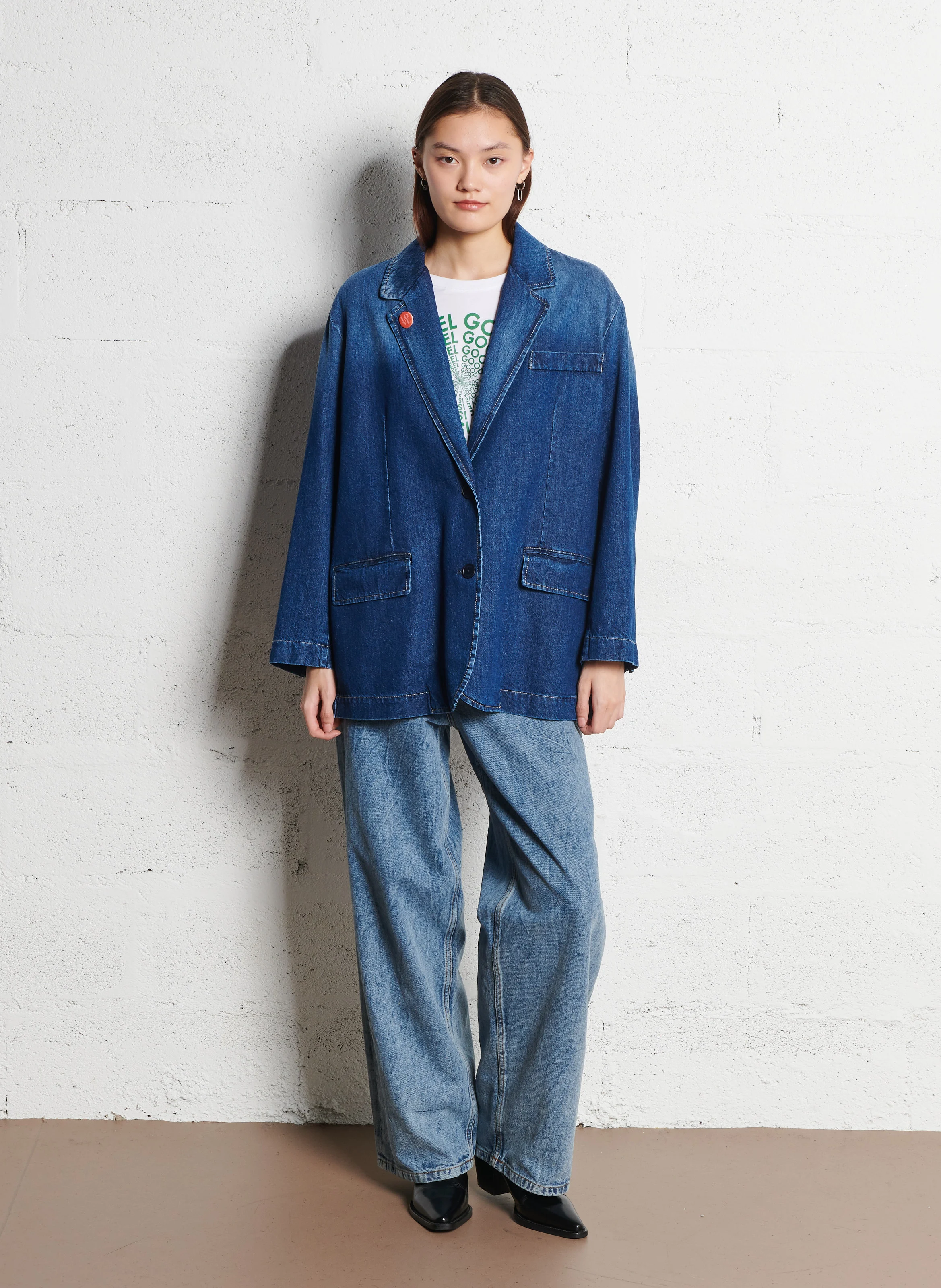 Veste en jean oversize en coton | Bleu