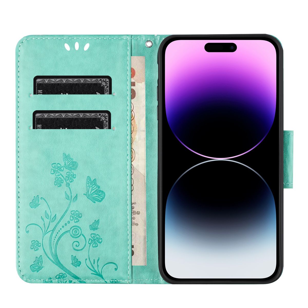 Schutz Handy Hülle für Apple iPhone 15 Plus Case Cover Tasche Wallet Etui Bumper