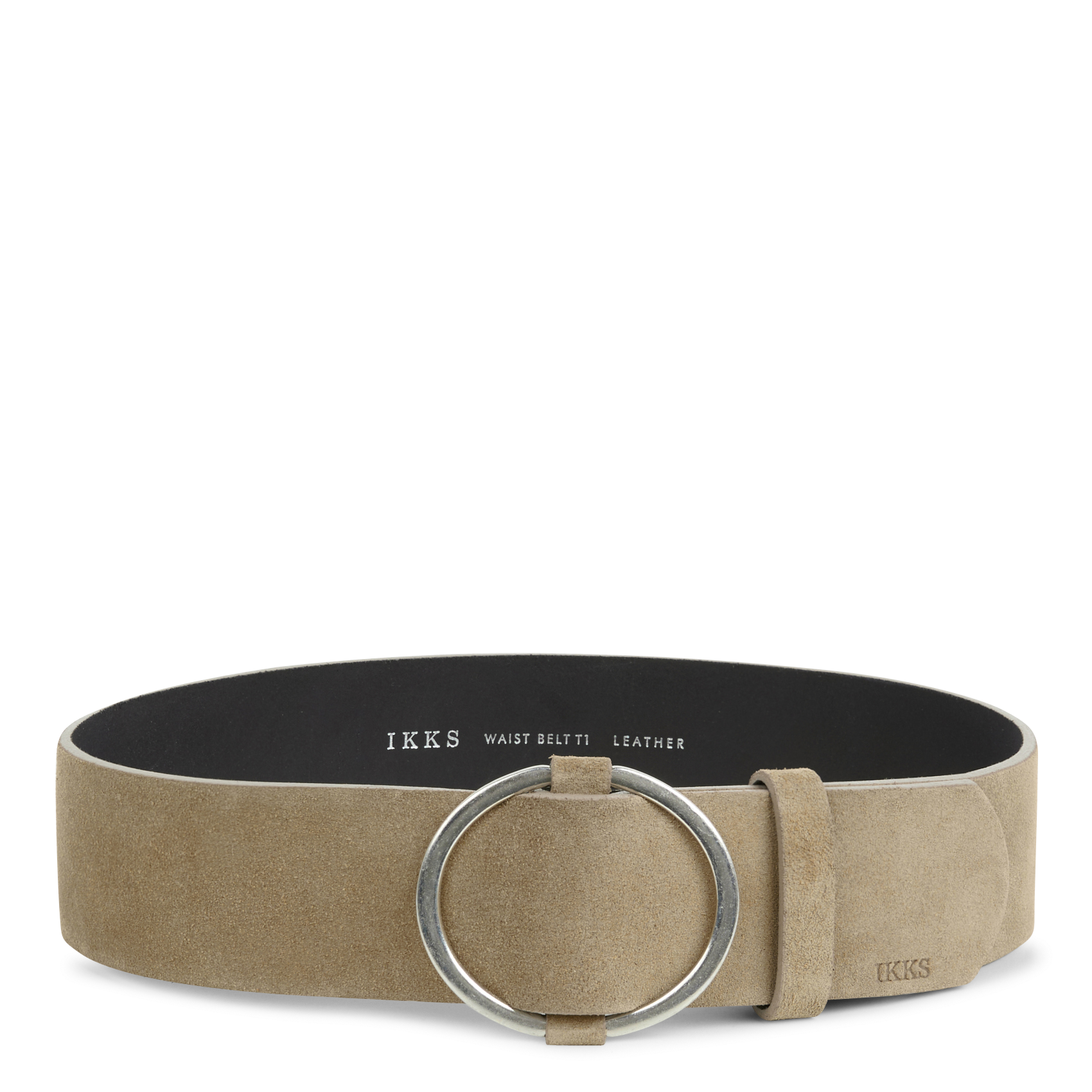 Ceinture large en cuir velours | Beige