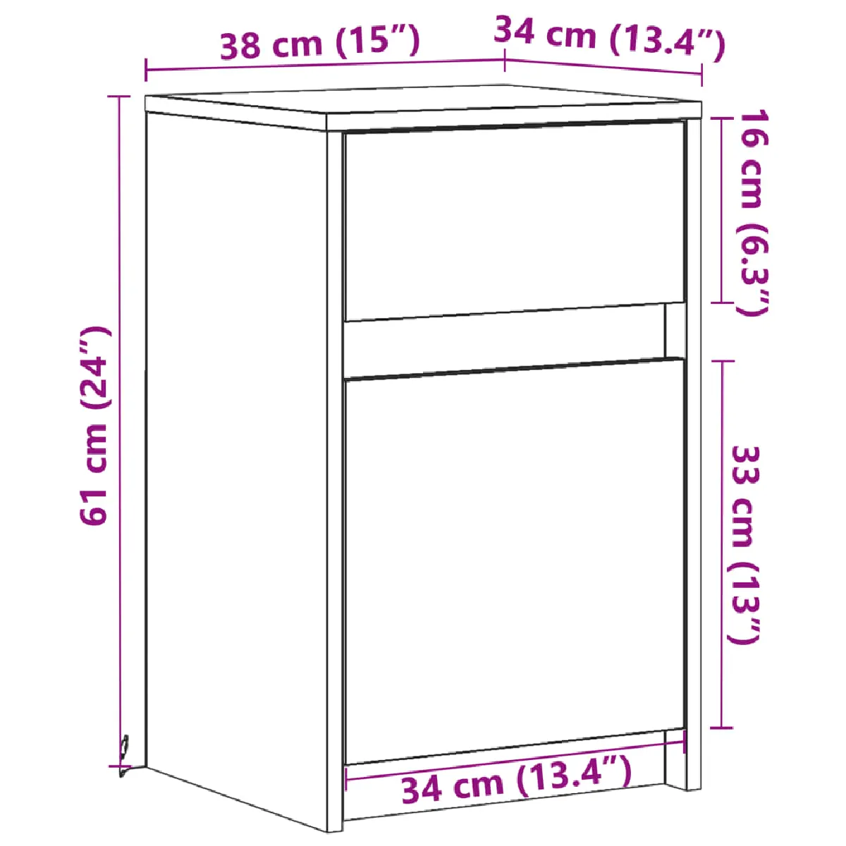vidaXL Armoire de chevet avec LED - Blanc