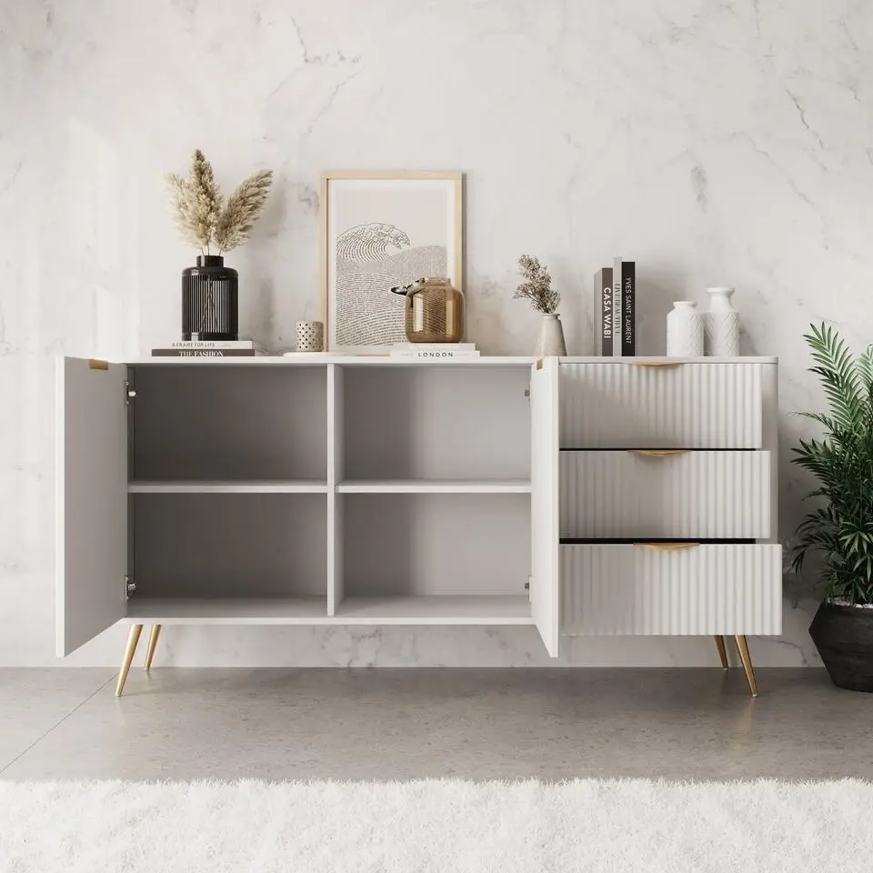 Meubella - Lima - Dressoir - Wit - 163 cm
