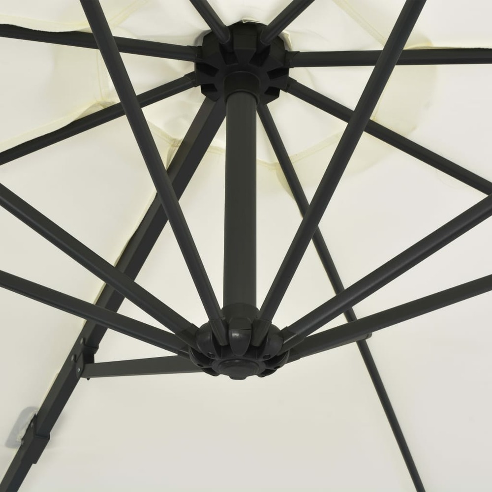 Parasol meuble de jardin en porte-à-faux avec mât en acier 300 cm sable