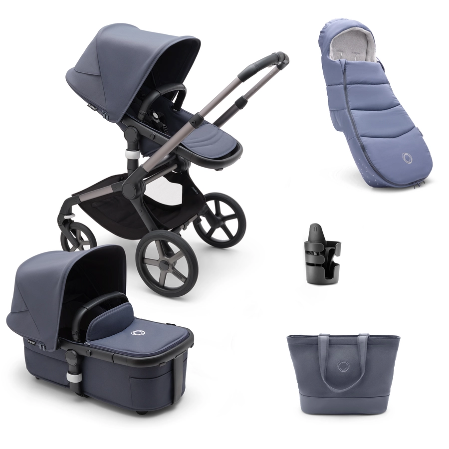 bugaboo Kombikinderwagen Fox 5 mit Zubehör GraphiteStormy Blue