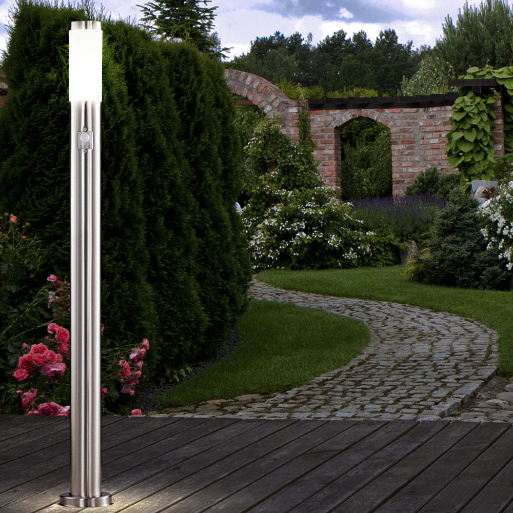 3er Set Außen Stehlampen, Bewegungsmelder, Edelstahl