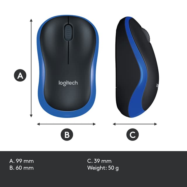 Logitech Trådløs Mus M185 (Blå)