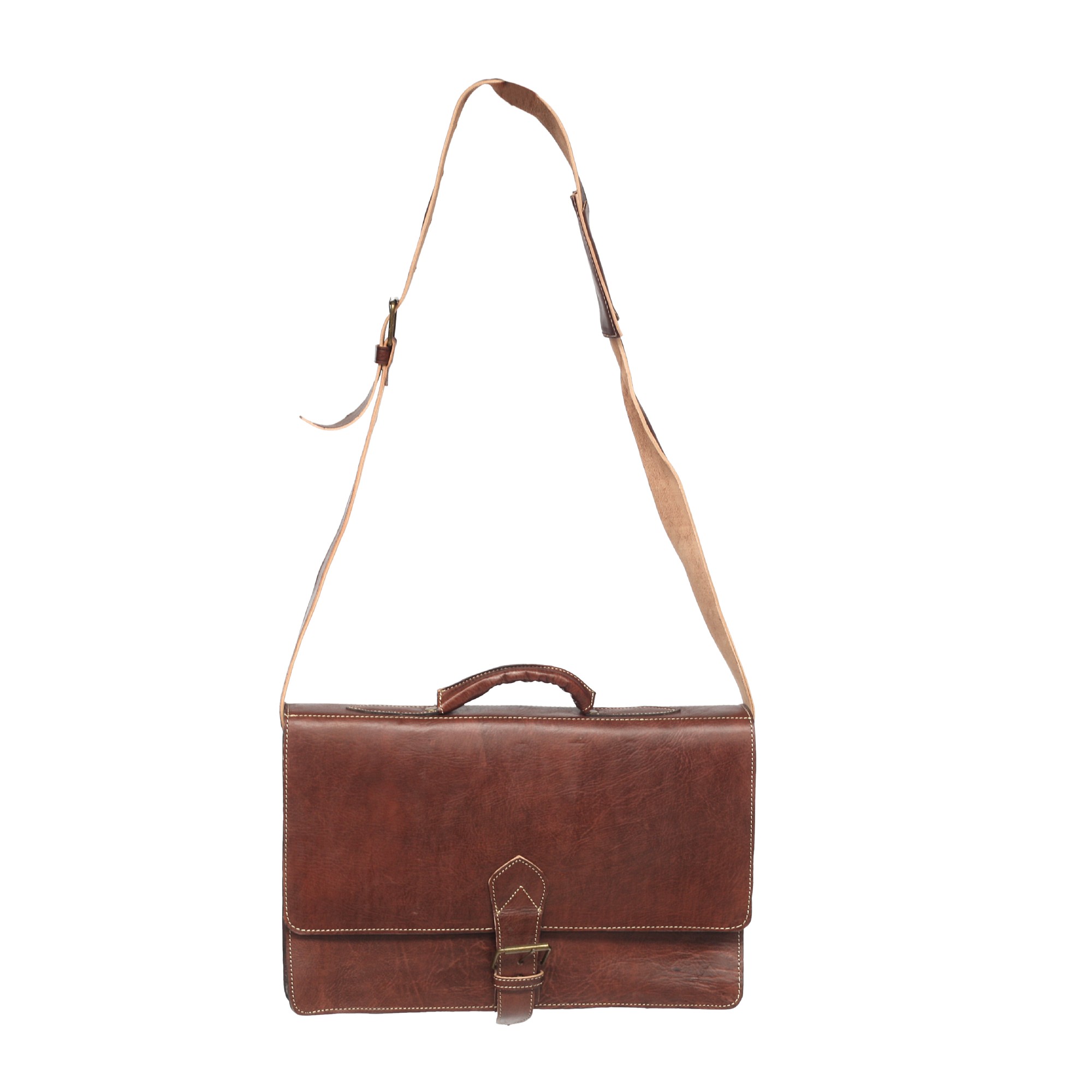Messengertasche mit Schnalle und Griff, braun, H 30 cm, B 52 cm, L 10 cm günstig bestellen