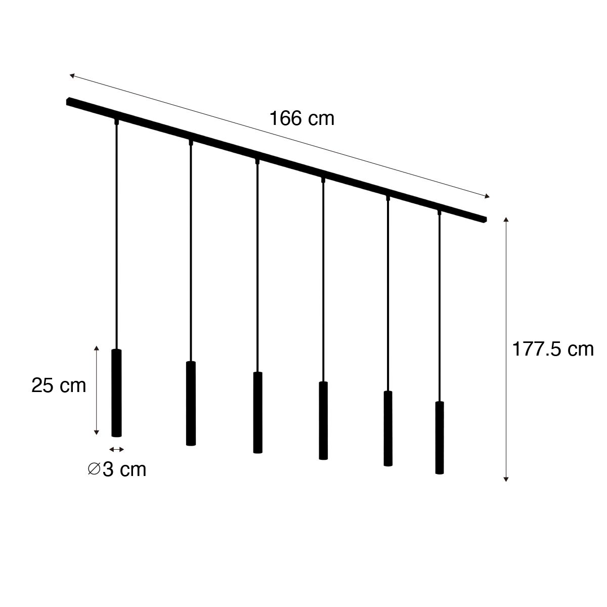 Modern railsysteem met 6 hanglampen wit 1-fase - Slimline Keno