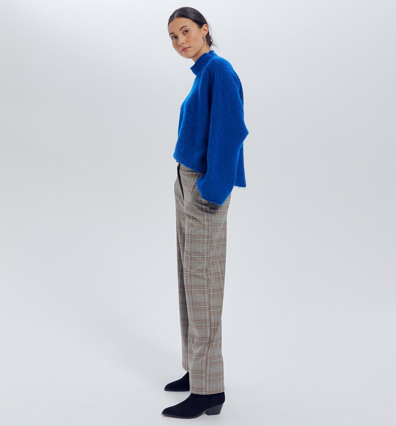 Pantalon large à carreaux - Carreaux gris