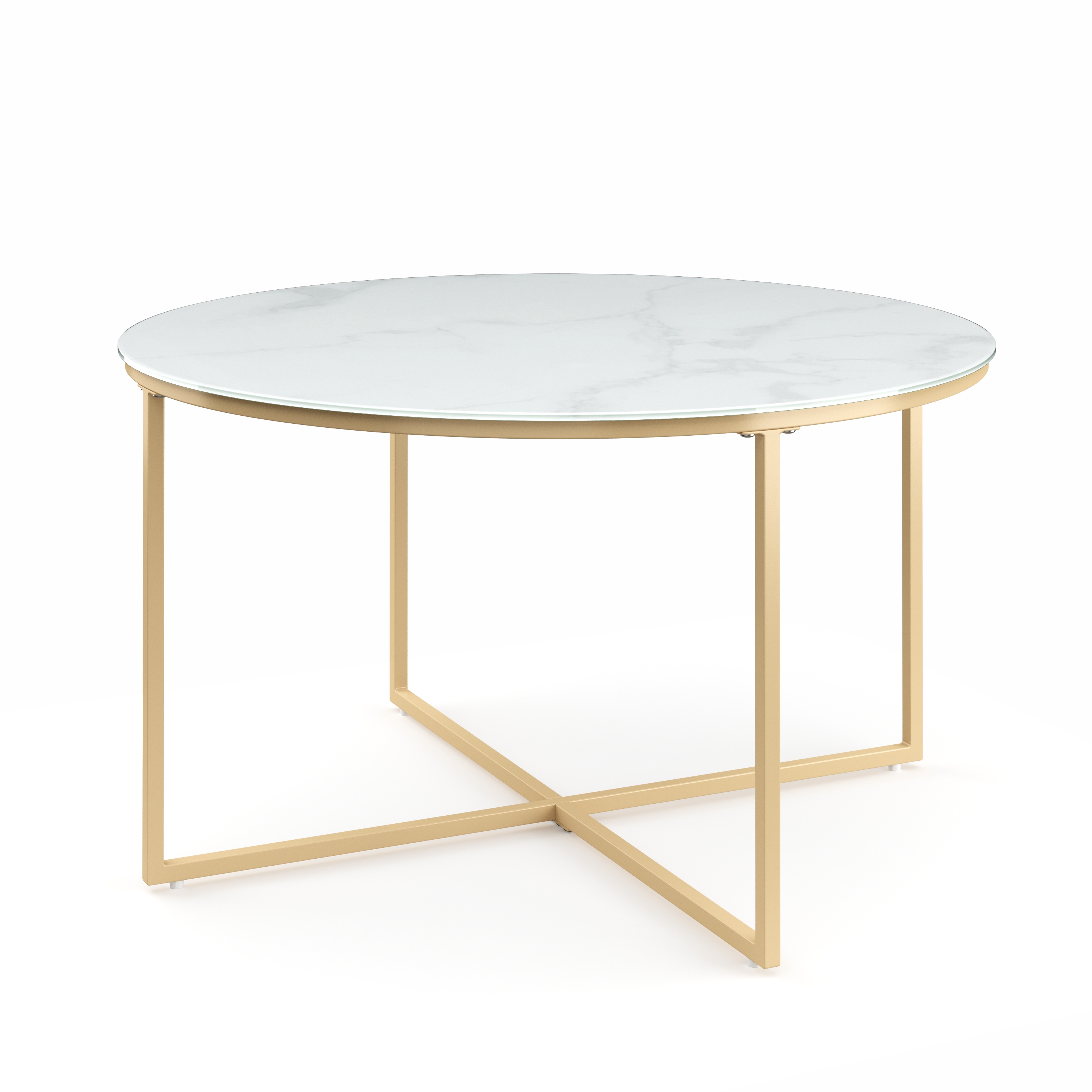 Beistelltisch Glas AMARA rund weiss/gold