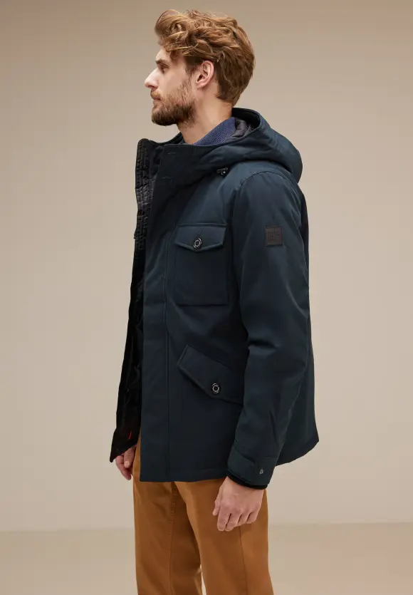 Winterjacke mit Kapuze - black blue