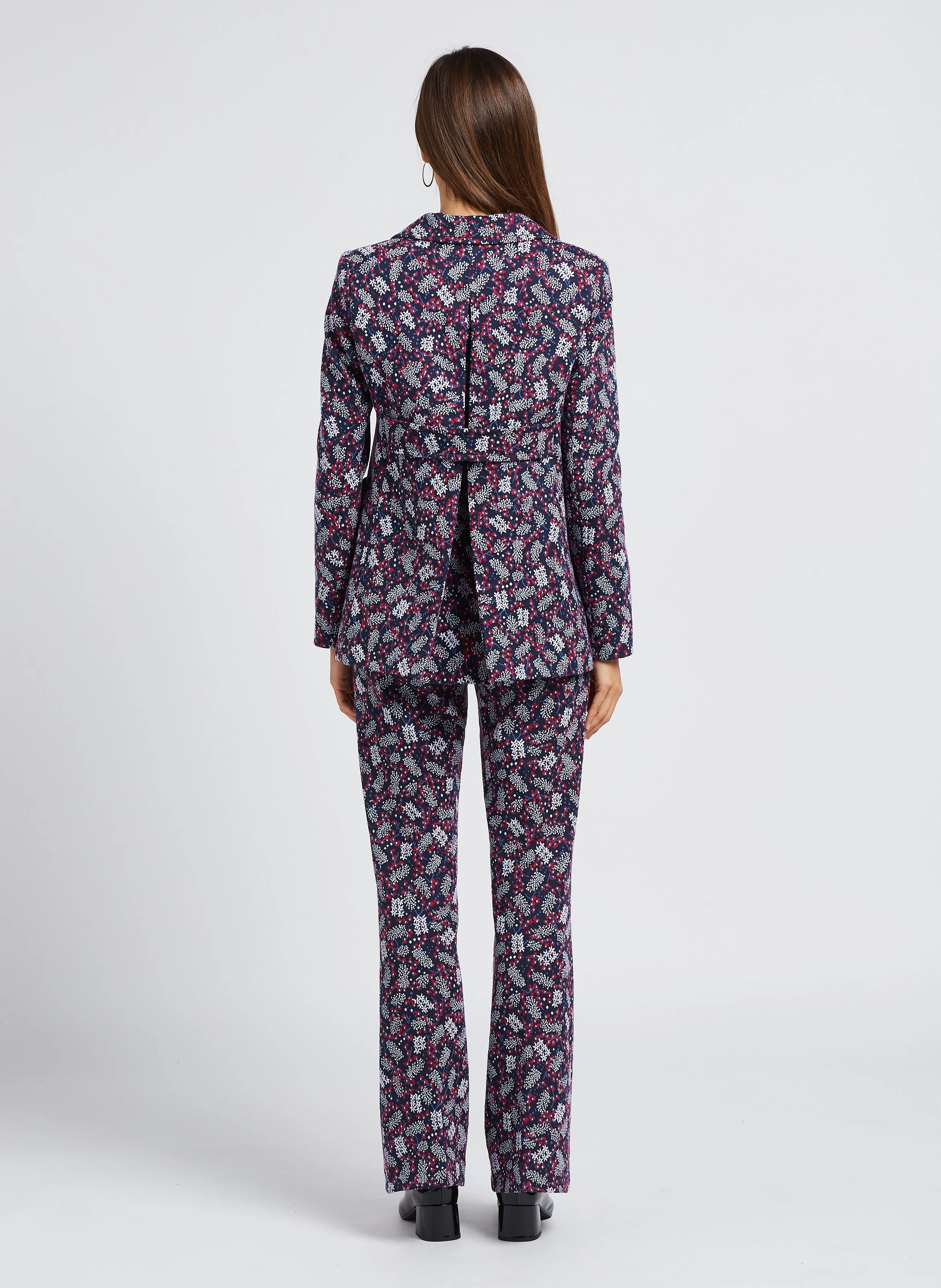 BERYL - Pantalon taille haute en coton mélangé | Bleu