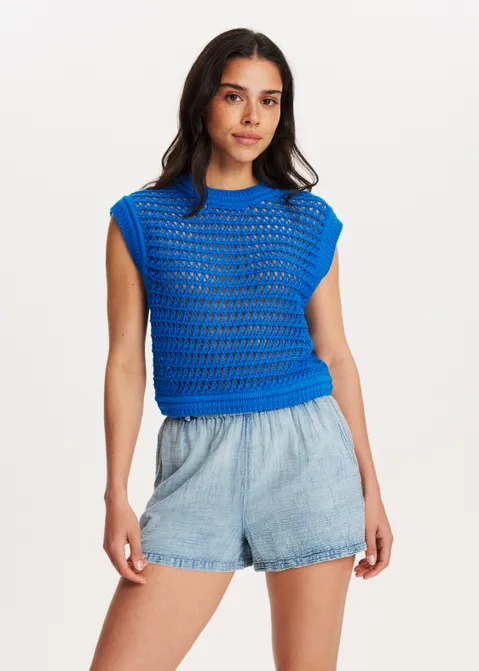 Gehaakte spencer blauw (BLW.K)