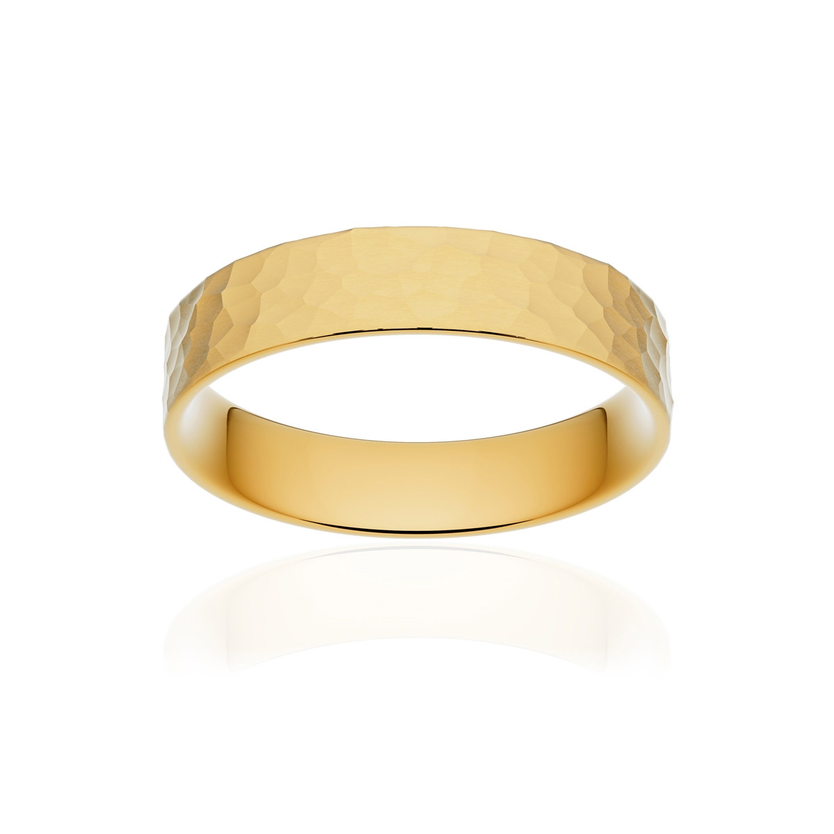 Alliance or 375 jaune martelé ruban plat confort 4,5mm
