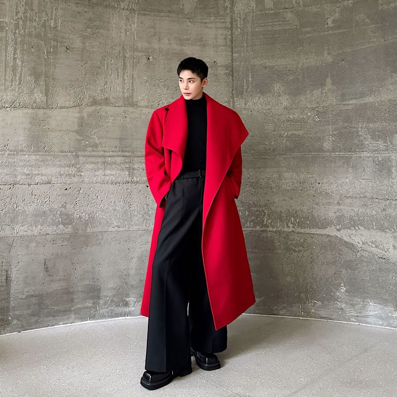 Freehop - Trenchcoat met lange mouwen en effen kleur