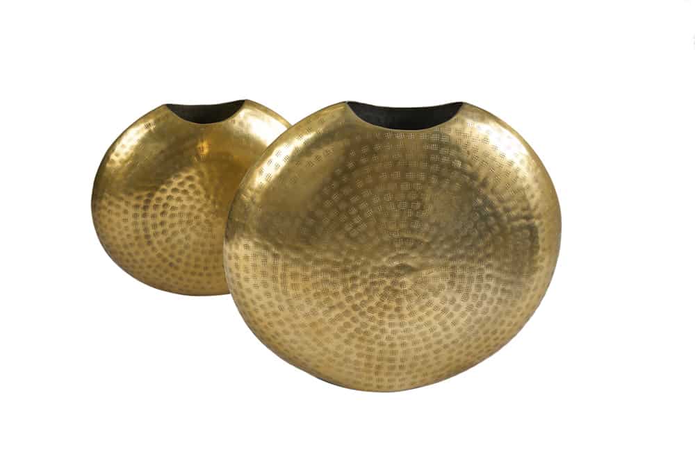 Elegantes Vasen 2er Set ORIENTAL 44cm gold im Grid Hammerschlag Design