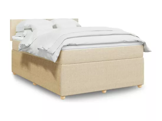 Sommier à lattes de lit avec matelas Crème 160x200 cm Tissu